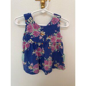 Matilda Jane Girls 18-24 month Blue Floral Dress With Bow Back & Green Polka Do